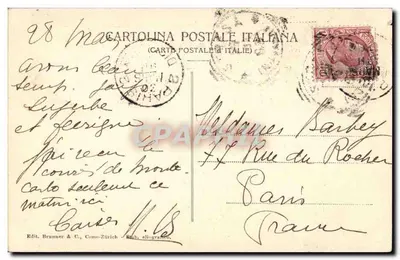 Ilha Bela - Estátua do jardim — editor Brunner & C., n° 640 — Verso