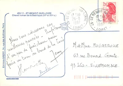 Chefe romano da Basílica — St-Benoît-sur-Loire — Edições Greff, n° 453/11 — Verso