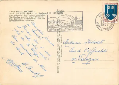 Lourdes (H.-P.) — De Basiliek en de gesneeuwde Pyreneeën — Uitgave YAN, n° 1019 — Achterkant