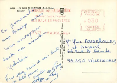 Les Baux de Provence — Colagem de paisagens e monumentos — Edições 'S.I.' Lyon-Villeurbanne, n°10.732 — Verso