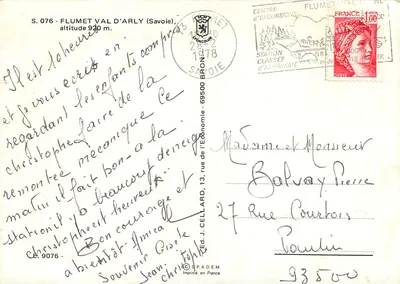 Flumet — estação de esqui — editor J. Cellard, n° S. 076 — Verso