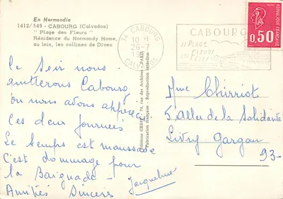 CABOURG — Praia das Flores — Éditions GREFF — Verso