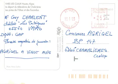Vars les Claux — stacja narciarska — Éd. Édy, n° 121 — Rewers