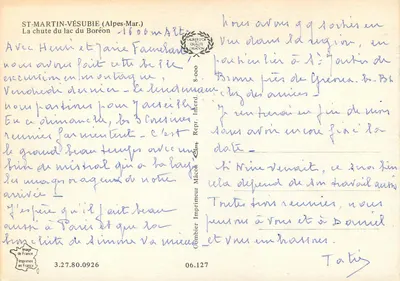 La caduta del lago del Boréon — Saint-Martin-Vésubie (Alpi Marittime) — Cinq — 8-000 — Verso