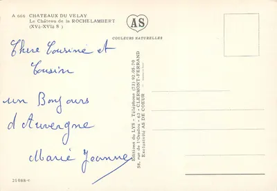 Zamek La Rochelambert — Zamki Velay — Éditions du LYS — Rewers