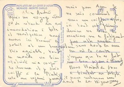 Monako - Monte-Carlo — widok panoramiczny i nocny z ogniem artystycznym — Drukarnia Francuska — Rewers