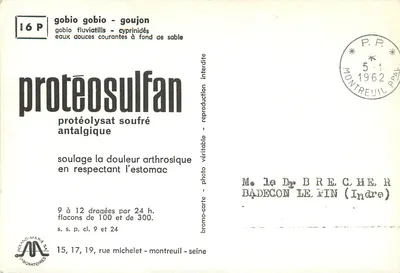 Gobio gobio - peixe-palhaço — cyprinidés — editor Roland-Marie-San, n°16P — Verso