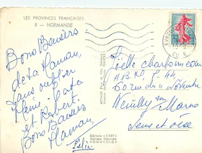 Normandie — carte postale illustrée — Éditions Gaby — Rewers