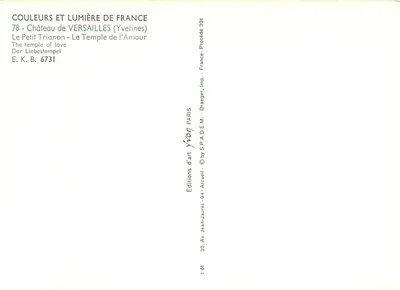 Il Piccolo Trianon — Il Tempio dell'Amore — Edizioni d'arte Yvon — Verso