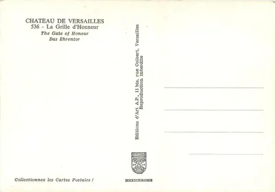 Castello di Versailles — La Griglia d’Onore — Éditions d’Art A.P. — Verso