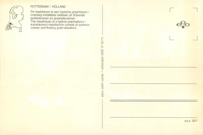 Rotterdam / Holanda — Porto de milho com o navio ALKON — euro color cards / rotterdam (010) — Verso