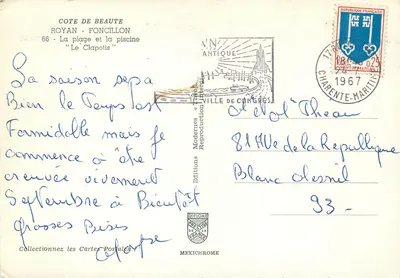 Côte de Beauté - Royan - Foncillon — La plage et la piscine 'Le Clapotis' — Éditions Modernes & Théophile — Verso