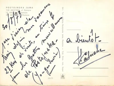 Grutas de Postojna — Postojnska Jama — editor Tisk, Koper, n° 356/73 — Verso