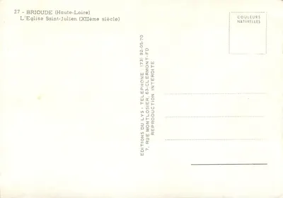 Brioude (Haute-Loire) — Igreja de São Julião (século XII) — Éditions du Lys, Clermont-Fd — Verso