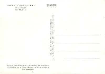 Thann — Ruiny Engelbourg, Hotel La Cigogne, ogólny widok — Elnacap — Rewers