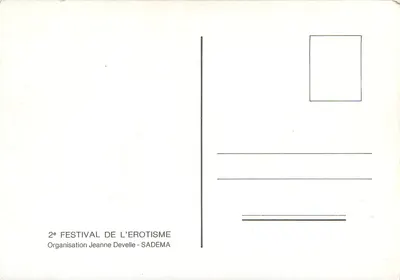 Festival del Erotismo — 2ª edición — Organización Jeanne Develle - SADEMA — Reverso