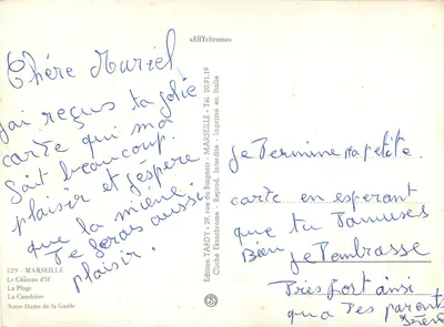 Marsella — Castillo de If, La Playa, Nuestra Señora de la Guardia — Edición TARDY — Reverso