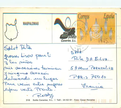 Dunas de Maspalomas — Gran Canária — Estilo Canarias, S.L. n°316 — Verso
