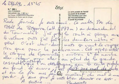 Gavarnie — Pirineos — Ed. Edlux, N° 305 L — Reverso