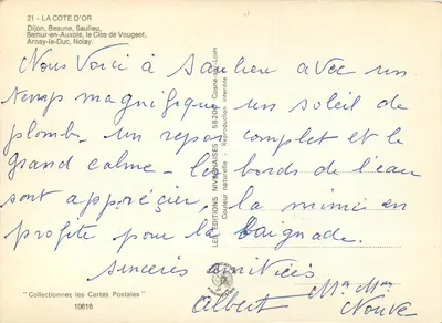 La Côte d'Or — Antieke ansichtkaart — Les Éditions Nivernaises — Achterkant