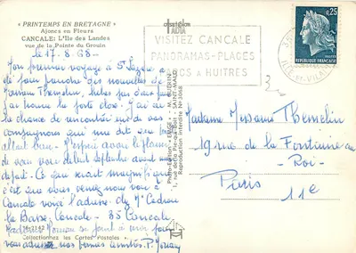 Cancale — Widok na punkt Grouin — Wydawca M. Guérin, nr 3068 — Rewers