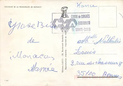 Monako — panoramowy widok Princesa i portu — Wydawnictwo S.E.P.T. nr 1/447 — Rewers