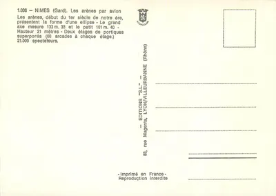 Areny w Nîmes — widok z lotu — Wydawnictwo "S.L." — Rewers