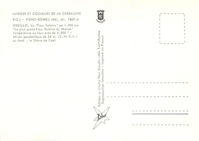 Quatro Solares de Font-Romeu — Odeillo — Edição Paul Gaudin — Verso