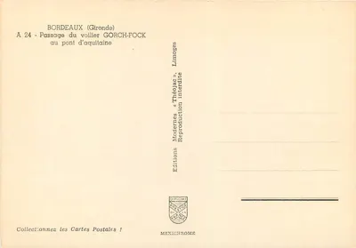 Passagem do navio a vela GORCH-FOCK pelo ponte d'Aquitânia — Bordeaux (Gironde) — Éditions Diplôme — Verso