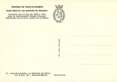 Castelo de Vaux-le-Vicomte — Vista geral do domínio — Editor IRIS, n°31 — Verso