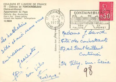 Castelo de Fontainebleau — Galeria das Panelas — Edições de Arte Yvon — Verso