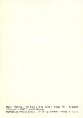 Nu azul — Henri Matisse — NOUVELLES IMAGES editores / CP 26 — Verso