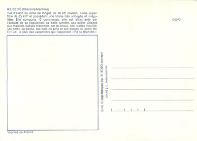 Wyspa Ré (Charente-Maritime) — widok z powietrza — wydawca IRIS, nr serii 170973 — Rewers