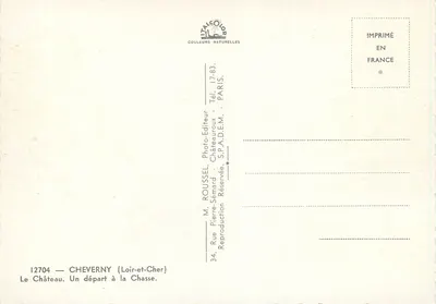 Castelo de Cheverny — Um desembarque de caça — Photo-Éditeur Roussel — Verso
