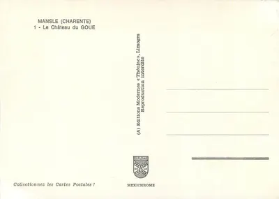 Mansle (Charente) — O Castelo do Gouës — Edições Modernas « Théolac » — Verso