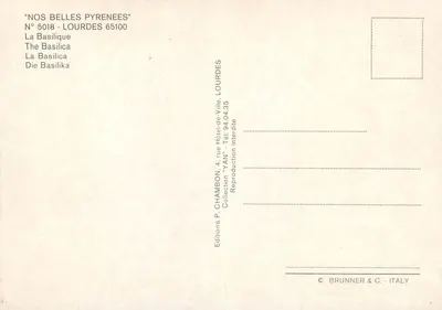 Bazylika — Lourdes — Éditions P. Chambon, kolekcja 'Nos Belles Pyrénées' n°5018 — Rewers
