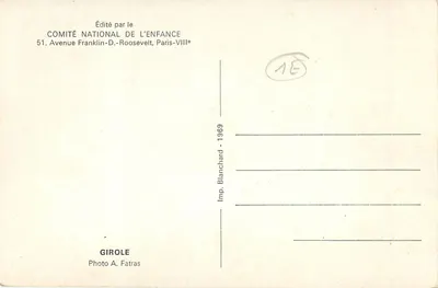 Cogumelo - Outono - Editado pelo COMITÉ NATIONAL DE L'ENFANCE — Verso