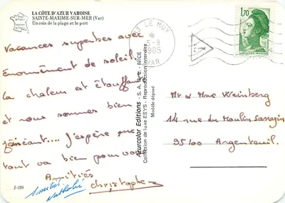 Sainte-Maxime-sur-Mer — widok plaży i portu — Azurcolor Editions, J-189 — Rewers