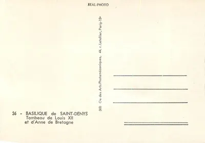 Tomba di Luigi XII e di Anna di Bretagna — Basilica di San Dionigi — Cie des Arts Photomécaniques, Parigi — Verso
