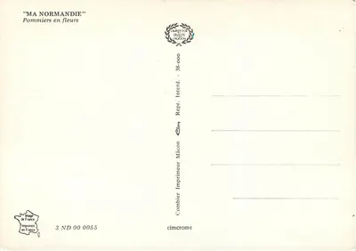 Pommiers w kwiecie — Normandia — Combier Imprimeur Mâcon — Rewers