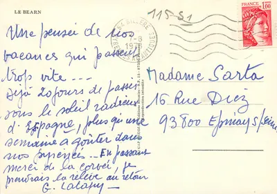 Souvenir do Béarn — Carta postal multivista com 9 cenas — CAP PHEOA Edições — Verso