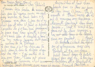 A Vale da Saône — Carta postal turística — Impressor Combier, n°32-000 — Verso