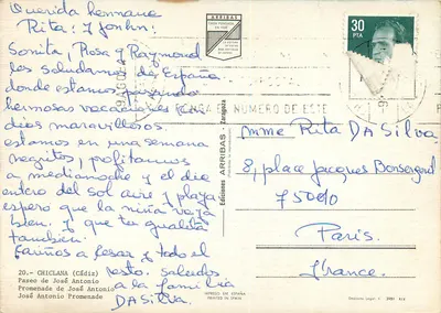 Chiclana — Paseo de José Antonio — Edições Arribas — Verso