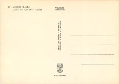 Loches (Loire-et-Loire) — O Hotel de Cidade do Século XVI — ArtAUD Frères, Nantes — Verso