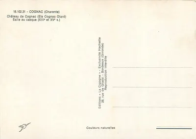 Zamek w Cognac — Sala z hełmem (XIII i XV w.) — La Cigogne — Rewers