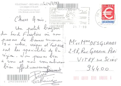 Beg-Meil - Fouesnant — Editora: Edições de Arte Jos Le Bihan, n° de série 29150 — Verso
