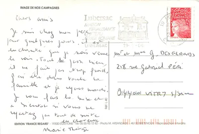 Zamek romański w Lubersac — Wydawnictwo France Regard — Ref. L.40 — Rewers