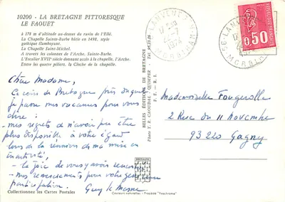 St Barbe le Faouët — capela e escada gótica — Edições da Bretanha — Verso