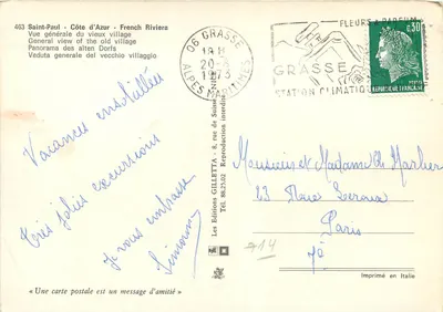 Saint-Paul - Côte d'Azur — Vista geral do velho vilarejo — Les Éditions GILLETTA, n° 463 — Verso