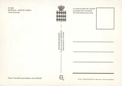 Mônaco - Monte-Carlo — Vistas diversas — Edições Molipor — Verso